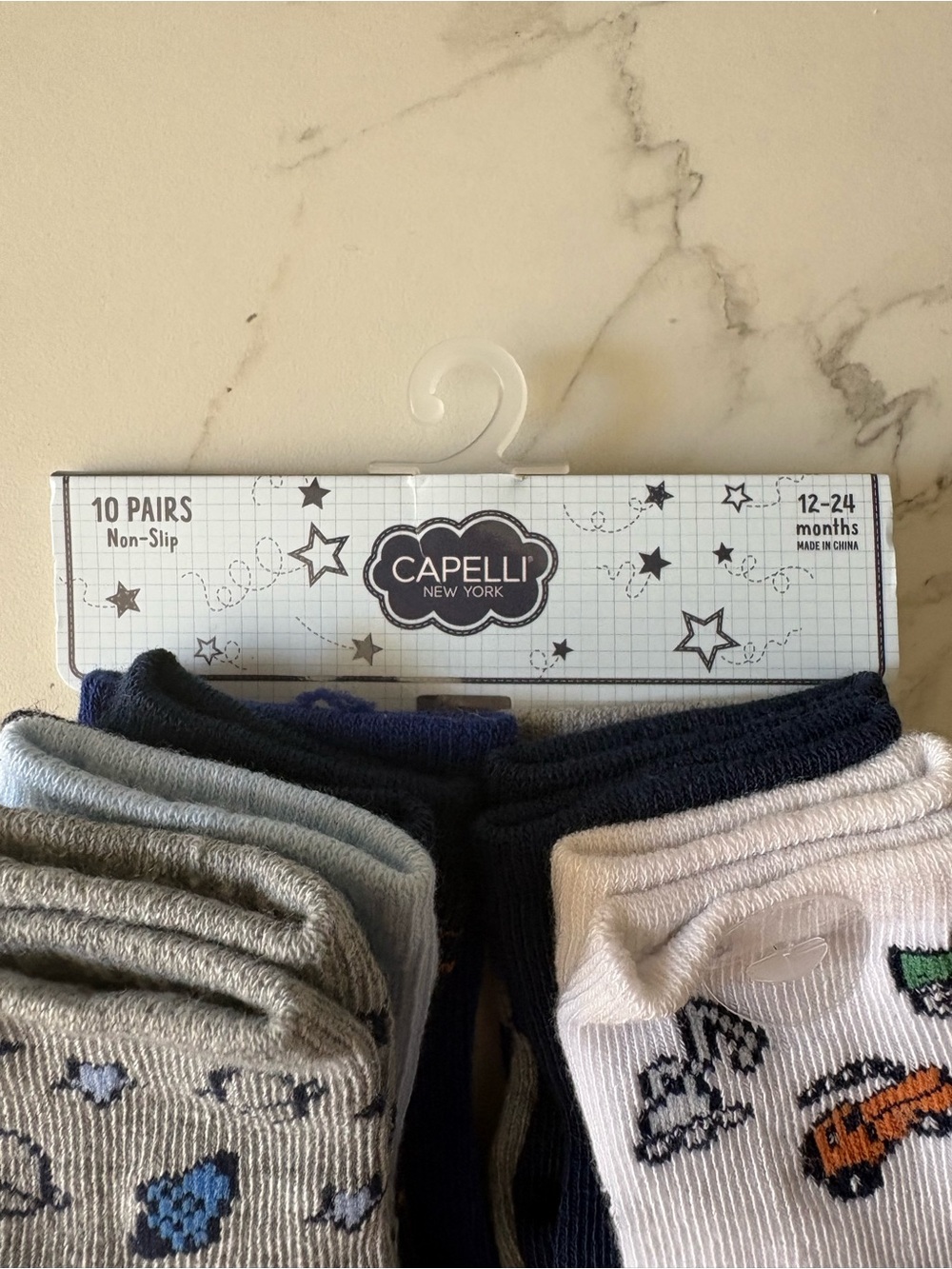 Capelli Kids' Icons Assorted 10-Pack Crew Socks 12-24m Non Slip - Picture 3 of 4